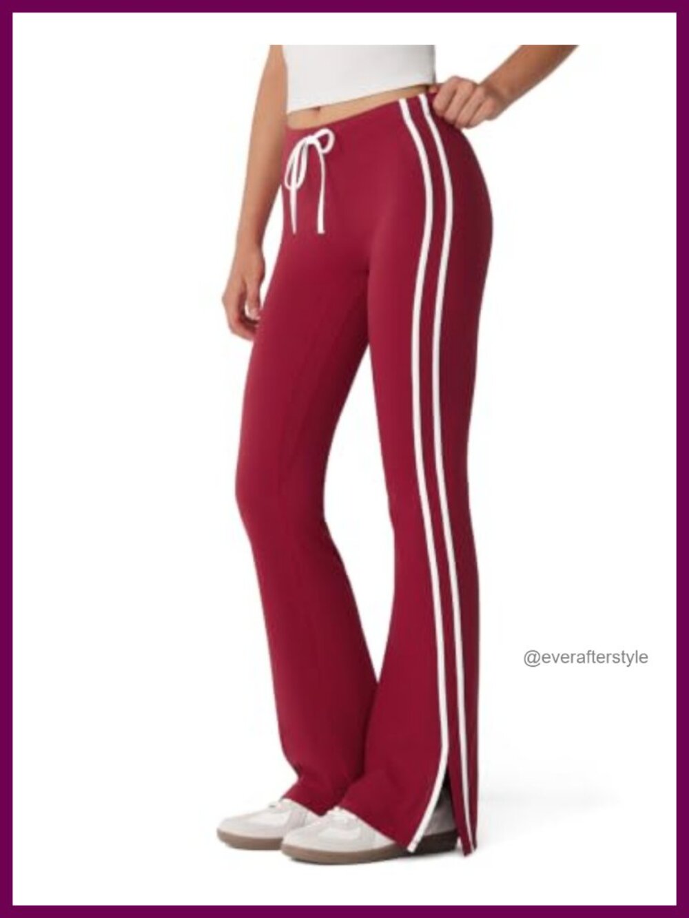 High Waisted Flared Yoga Pants with Side Stripe Bell Bottom Split Track Pants